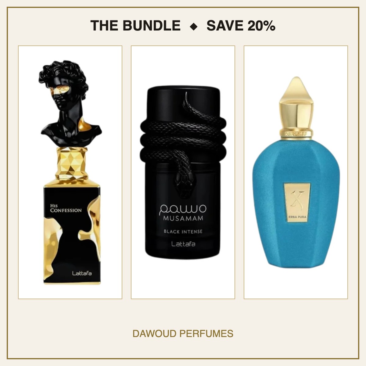 His Confession + Musamam Black Intense + Xerjoff Erba Pura Bundle